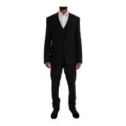 Dolce & Gabbana Svart Polyester Staff Formell Kostym Black, Herr