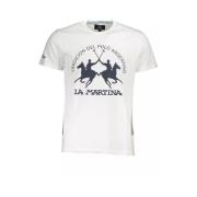 La Martina Vit Bomull T-Shirt, Korta ärmar, Normal Passform, Rund Hals...