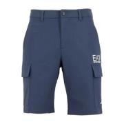 Emporio Armani EA7 Blå Shorts Regular Fit Knapp Dragkedja Fickor Logo ...