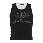 Balenciaga Rhinestone Embellished Top Black, Dam