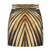 Roberto Cavalli Gyllene Silke Mini Kjol Ray Of Gold Print Beige, Dam