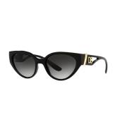 Dolce & Gabbana Cat-Eye Solglasögon med Utskuret Tempel Black, Dam