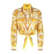 Dolce & Gabbana Majolica Print Gul Skjorta Yellow, Dam