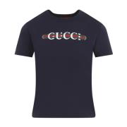 Gucci Retro Navy 70s Stil Skjorta Blue, Dam