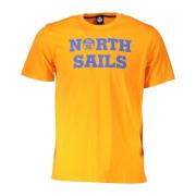 North Sails Orange Bomull T-Shirt med Tryck Orange, Herr