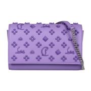 Christian Louboutin Paloma Clutch Texturerat Läder Studded Purple, Dam