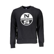 North Sails Svart Bomullsweatshirt med Tryckt Logotyp Black, Herr