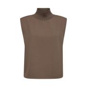 Co'Couture Rib Turtleneck Vest Brun Brown, Dam