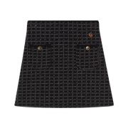 Busnel Rutig Jacquard Ullkjol Black, Dam