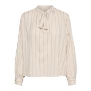 Part Two Faded Denim Shine Stripe Blus Beige, Dam