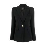 Pinko Svart Stretchtyg Blazer Black, Dam