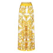 Dolce & Gabbana Silke Gula Byxor med Fickor Yellow, Dam