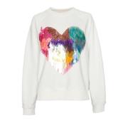 Essentiel Antwerp Hjärta Paljett Sweatshirt White, Dam