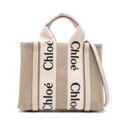 Chloé Beige Linne Läderrem Väska Beige, Dam