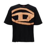 Diesel Bleached Oval D Logo Crew Neck T-Shirt Black, Herr