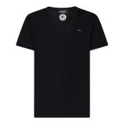 Dsquared2 Svart V-ringad T-shirt med logoplatta Black, Herr