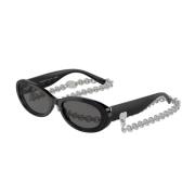 Tiffany Stiliga svarta solglasögon med mörkgrå linser Black, Dam