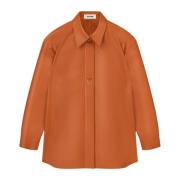 Aeron Mjuk Läderskjorta med Metallknappar Orange, Dam