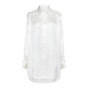 Maison Margiela Silke Off-White Skjorta med Manschettknappar White, Da...