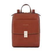Piquadro Läderbrun ryggsäck för iPad Pro Brown, Dam