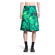 Comme des Garçons Bladmönster Wide Leg Byxor Green, Herr