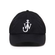 JW Anderson Svart Bomull Baseballkeps Broderad Logotyp Black, Herr