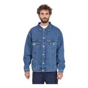 Tommy Jeans Blå Denim Truckerjacka Oversize Passform Blue, Herr