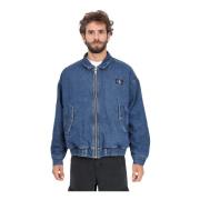 Calvin Klein Jeans Blå Denim Bomberjacka med Logopatch Blue, Herr