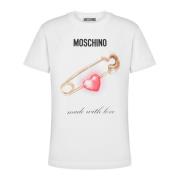 Moschino Vit Logo Print Crewneck T-shirt White, Dam