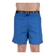 Trussardi Sportig Herrbadkläder med Dragkedja och Elastik Blue, Herr