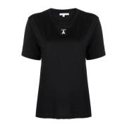 Patrizia Pepe Dam T-Shirt Top Mode Stil Black, Dam