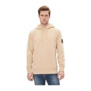 Calvin Klein Logo Patch Hoodie - Beige Beige, Herr