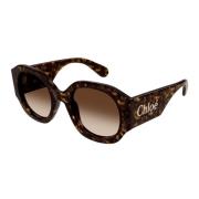 Chloé Audace Oversize Rund Acetat Solglasögon Brown, Dam