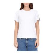 Moschino Dam T-shirt med sidestripe White, Dam