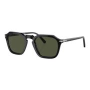 Persol Fyrkantig Geometrisk Solglasögon Svart Blank Black, Unisex