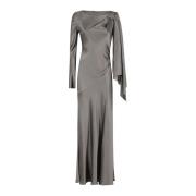 Alberta Ferretti Elegant Satinklänning Gray, Dam