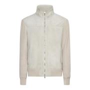 Brunello Cucinelli Naturlig Beige Mocka Bomberjacka Beige, Herr