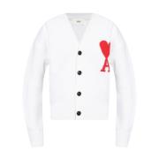 Ami Paris Cardigan med logotyp White, Dam