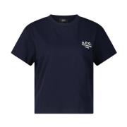 A.p.c. Logo Broderad T-shirt Blue, Dam