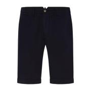 Oscar Jacobson Marinblå Linneblandning Sommar Shorts Blue, Herr