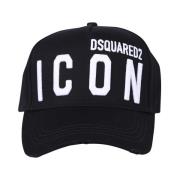 Dsquared2 Svart Be Icon Böjd Skärmkeps Black, Herr