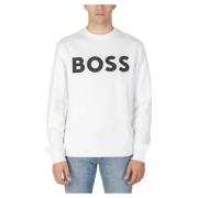 Hugo Boss Basic Crew Sweatshirt Män Höst/Vinter Kollektion White, Herr
