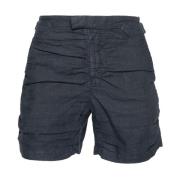 Vivienne Westwood Blå Linne Poplin Draperade Shorts Blue, Herr