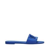 Dolce & Gabbana Gummi Logo Slide Sandal Blå Italien Blue, Dam