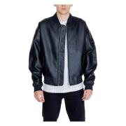 Calvin Klein Jeans Faux Leather Bomber Jacka Män Black, Herr