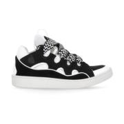 Lanvin Svarta Sneakers med Tech Tyginsatser Black, Herr