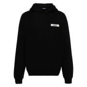 Jacquemus Lyxig Bomull Hoodie med Logo Patch Black, Herr