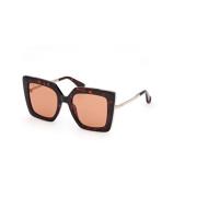 Max Mara Brun Lins Mörk Havana Solglasögon Brown, Dam