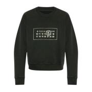 MM6 Maison Margiela Svart Siffror Motiv Crew Neck Tröja Black, Dam