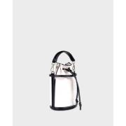 Marina Raphael Läder Crossbody-väska med Canvas Pouch White, Dam